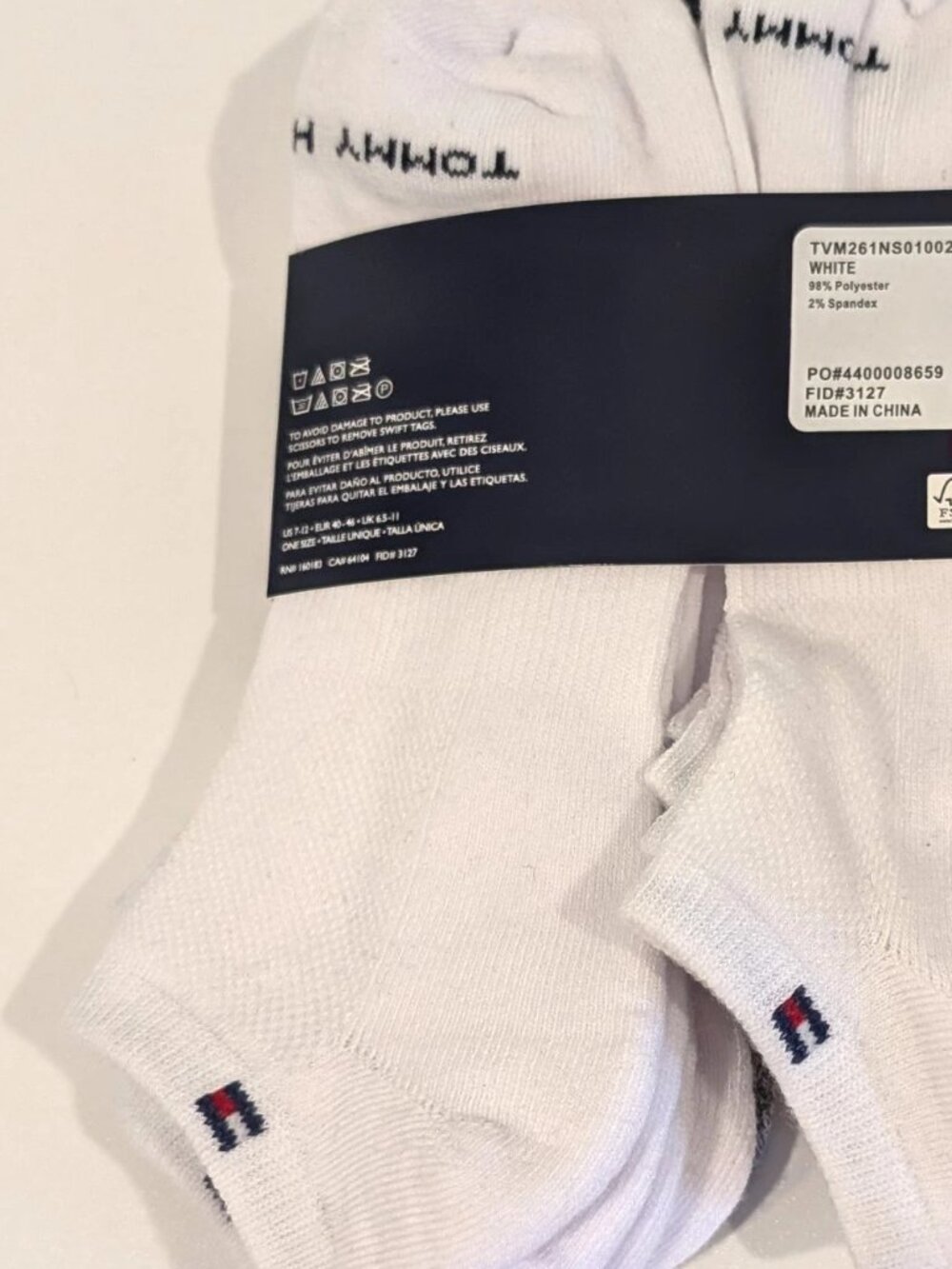 Tommy Hilfiger Mens Cushion No Show Socks 6 Pack White Flag Logo Size 7-12 NWT